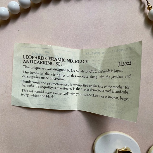 Lee Sands Leopard Ceramic Necklace and Earring Set - Vintage 1980s - Picture 11 of 11